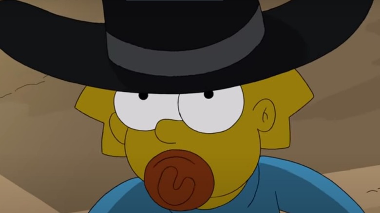 Maggie Simpson in gunslinger getup on The Simpsons