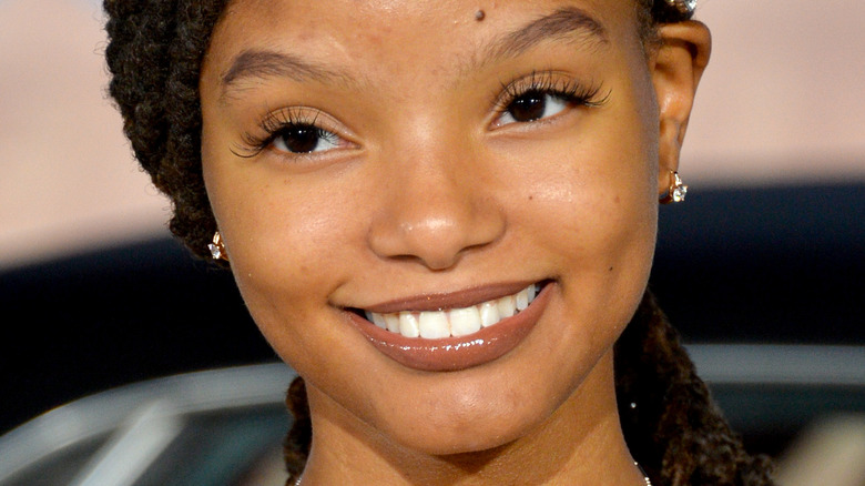 Halle Bailey smiling for photos