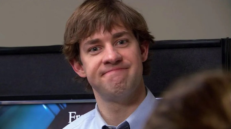 Jim about to laugh in The Office