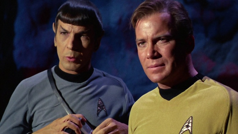 Captain James T. Kirk and Spock speaking in Star Trek