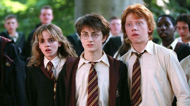 Hermione Harry Ron looking shocked