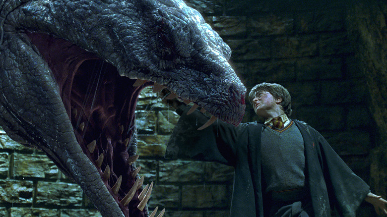 Harry battles the basilisk in "Harry Potter and the Chamber of Secrets" (2002)
