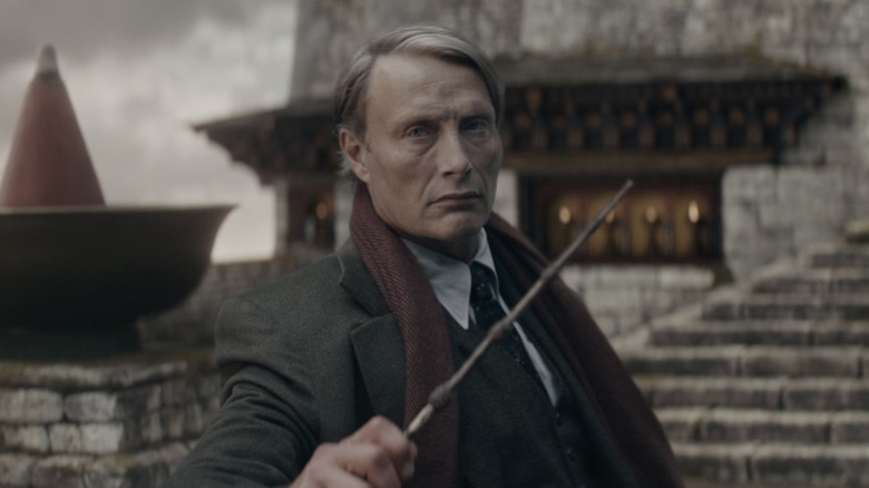 Gellert Grindelwald holding his wand