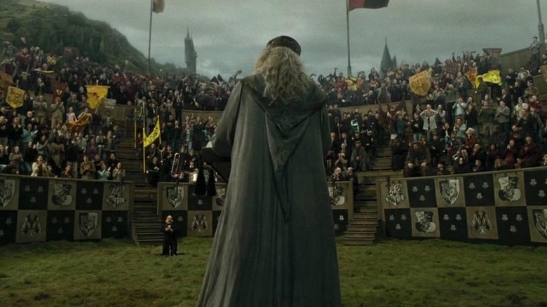 Dumbledore addresses the audience