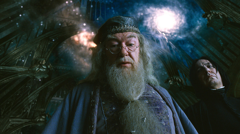 Dumbledore looking down stars on ceiling