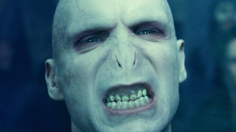 Voldemort snarling in Harry Potter