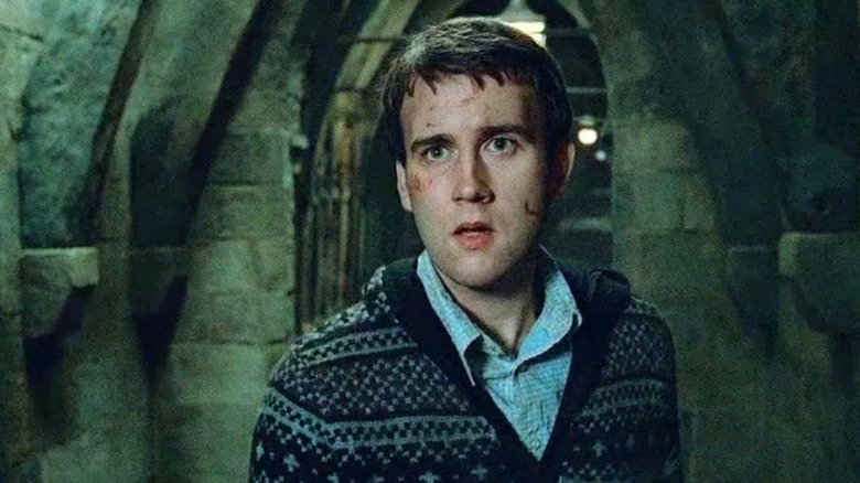 Neville Longbottom wearing a cardigan in Harry Potter and the Deathly Hallows