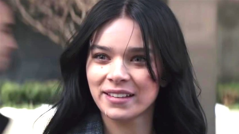 Hailee Steinfeld smiling on the set of Hawkeye