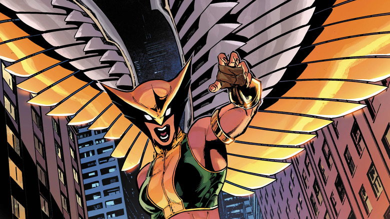 Kendra Saunders screaming as Hawkgirl