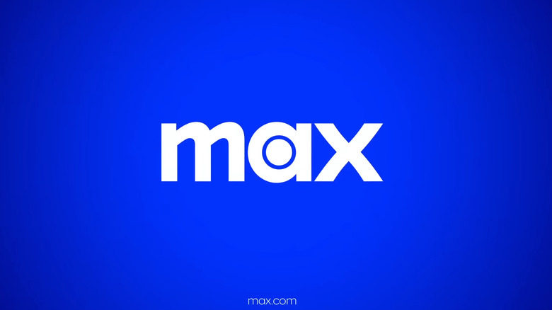 The new logo for max, written in white lettering against a blue background