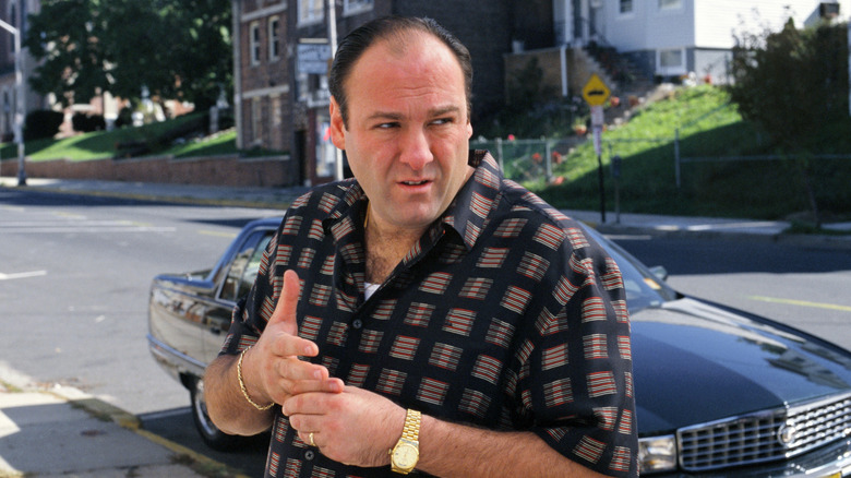 Tony Soprano adjusting his ring outside in 