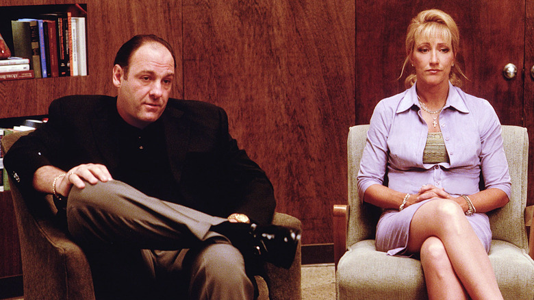 Tony and Carmela Soprano in therapy in "The Sopranos"