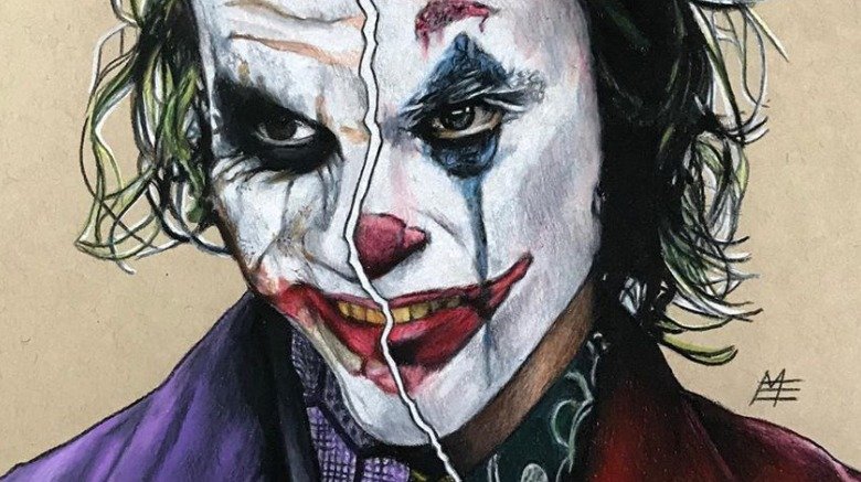 Joker Heath Ledger Joaquin Phoenix split art