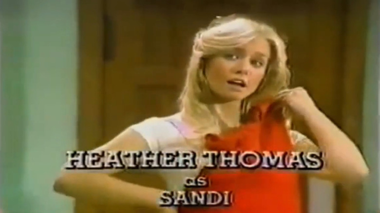 Title card for Heather Thomas playing Sandi in "Co-Ed Fever" (1979)