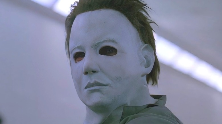 Michael Myers staring down a victim