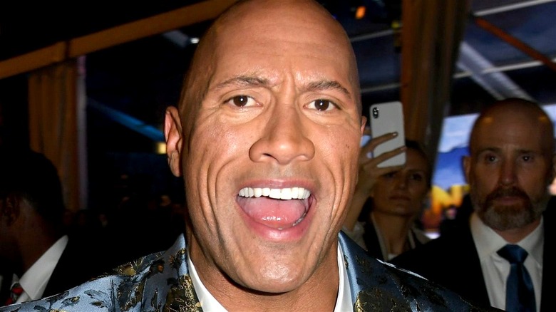 The Rock grinning mouth open