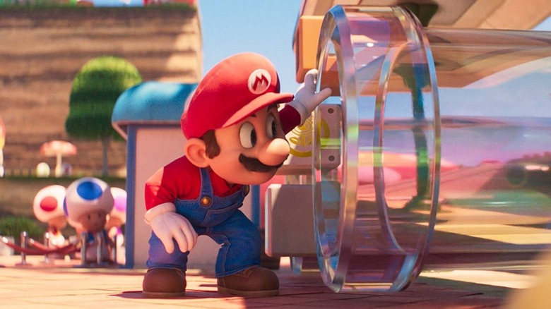 Mario looking through pipe