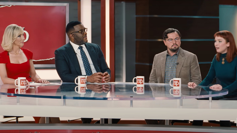 Lawrence and DiCaprio on news program