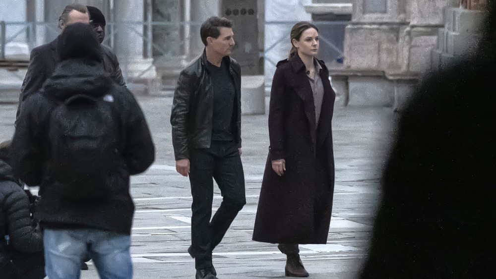 Tom Cruise and Rebecca Ferguson on the set of Mission: Impossible 7