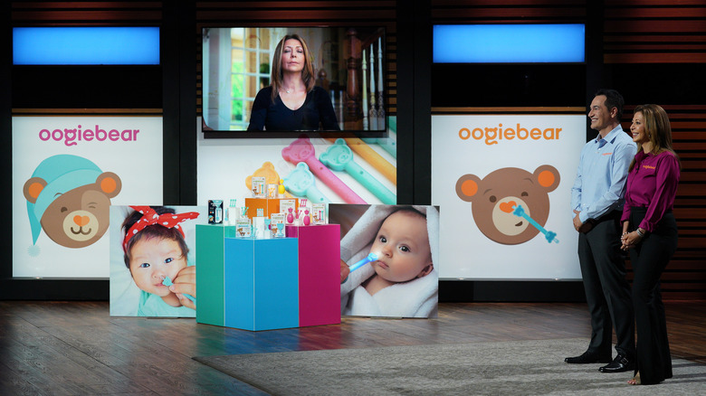 Nina Farzin and her husband on Shark Tank