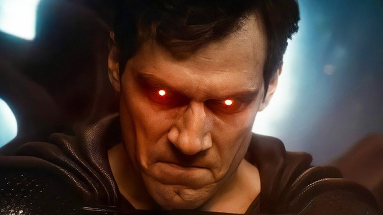 Superman with glowing red eyes