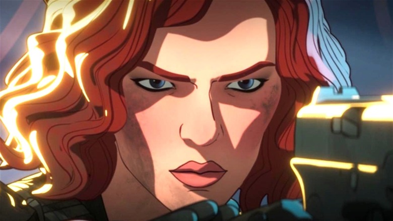 Black Widow holding gun in What If...?