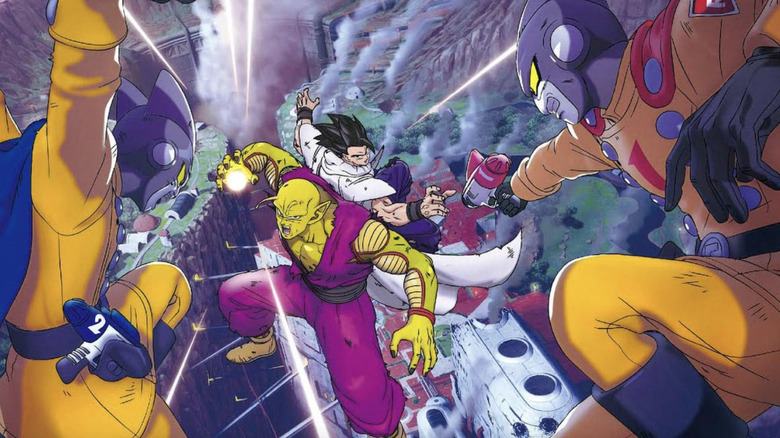 Piccolo and Gohan fighting enemies