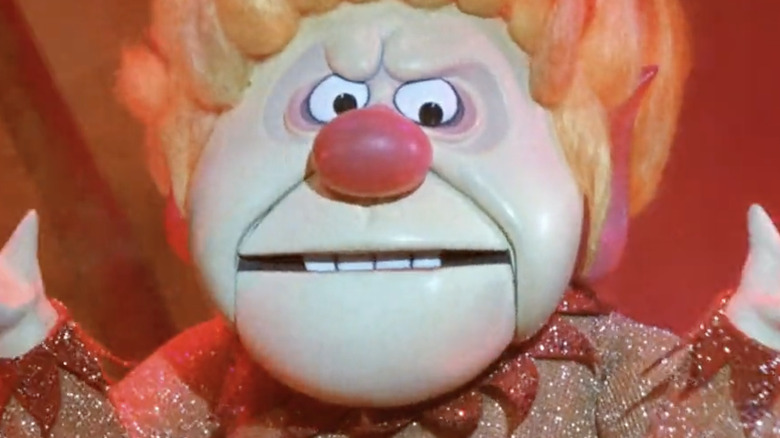 Heat Miser wearing a sparkling red top