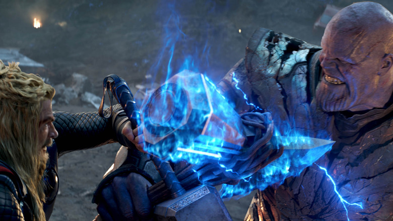 Thor battles Thanos in "Avengers: Endgame" (2019)