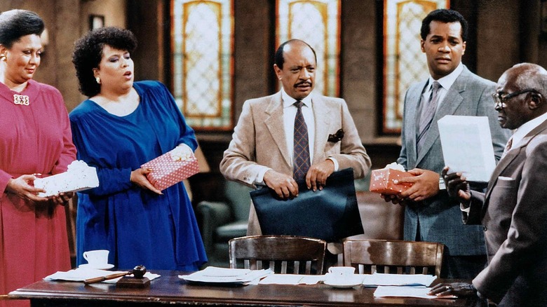 The main cast of "Amen" looking concerned (1987)