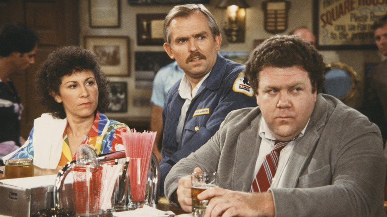 Carla, Cliff, and Norm at the bar in 