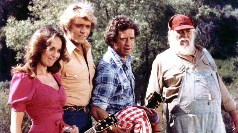 Daisy, Bo, Luke, and Jesse Duke in "The Dukes of Hazzard"