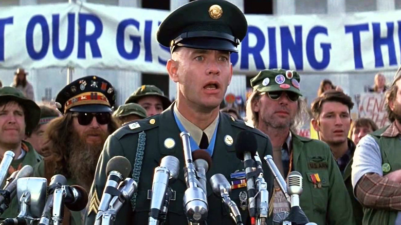 Forrest Gump speaking at rally