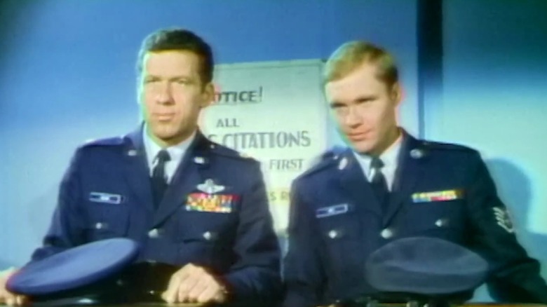 William Jordan as Maj. Jake Gatlin and Caskey Swaim as Staff Sgt. Harry Fitz in their uniforms on Project U.F.O.