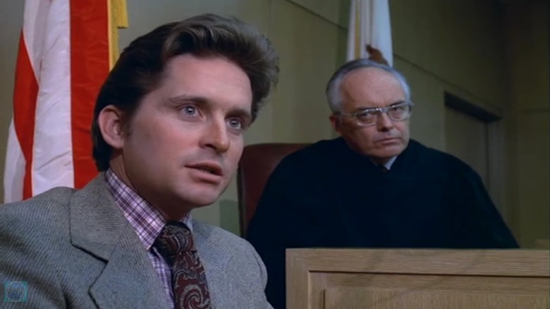 MIchael Douglas as Steve Keller on The Streets of San Francisco, on the witness stand in front of a judge