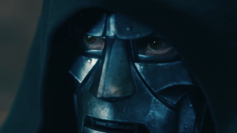 Close-up of Doctor Doom glaring through his mask in Avengers: Doomsday (2026)