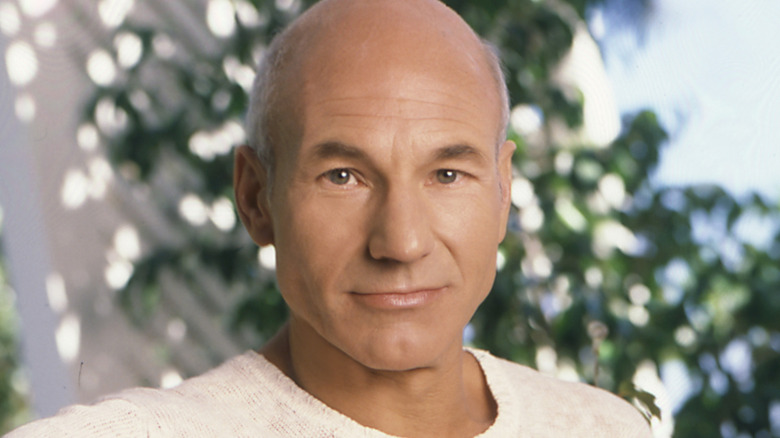 Patrick Stewart wearing a white shirt