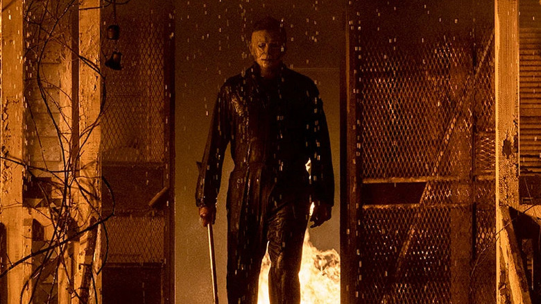 Michael Myers emerging from the flames