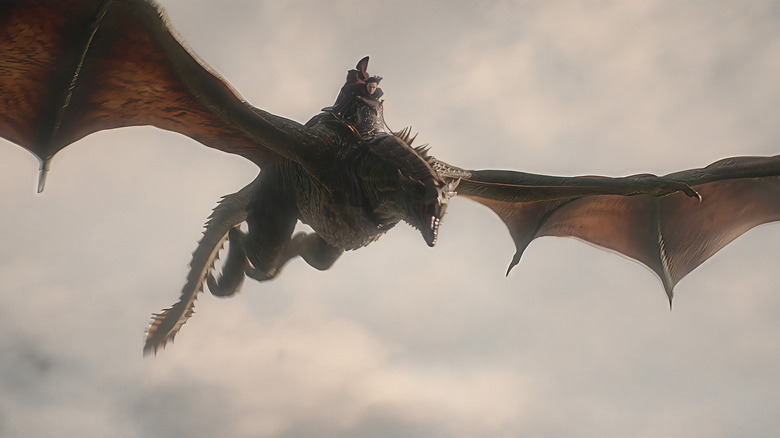 Jace riding his dragon into battle on House of the Dragon