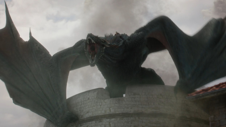 Daenerys rides her dragon into King's Landing
