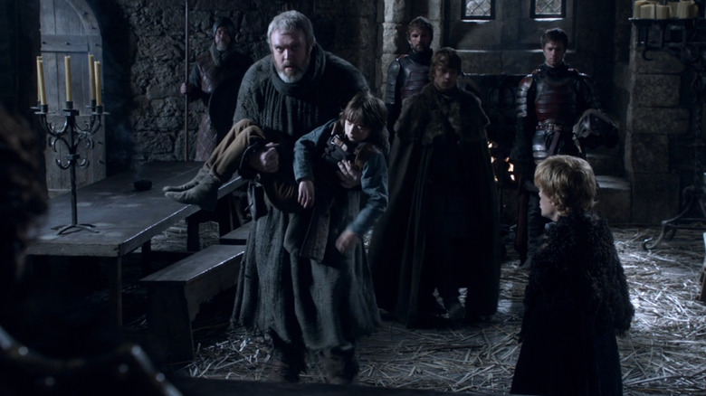 Hodor carries Bran to meet Tyrion in Season 1 of Game of Thrones