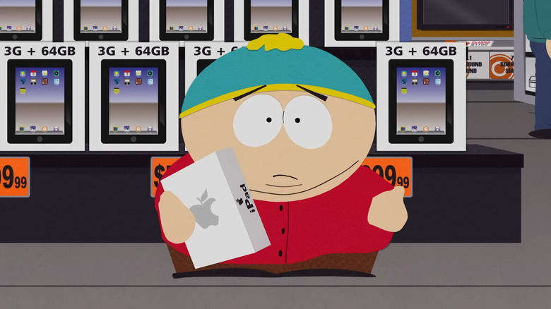 Cartman holding an iPad