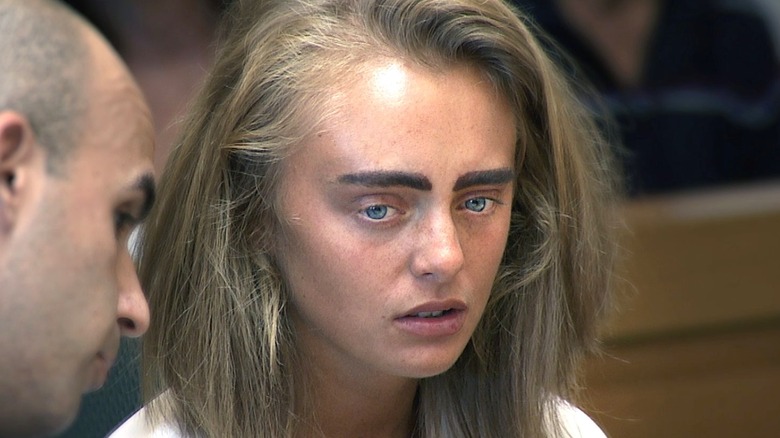Michelle Carter looking down during her trial 