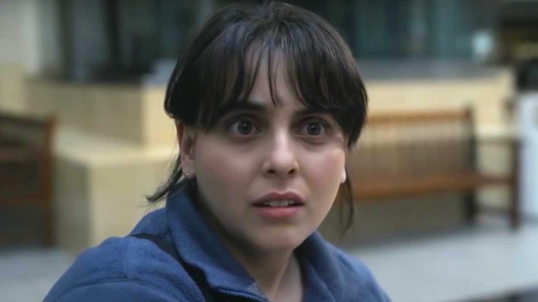 Beanie Feldstein as Monica Lewinsky in closeup in Impeachment