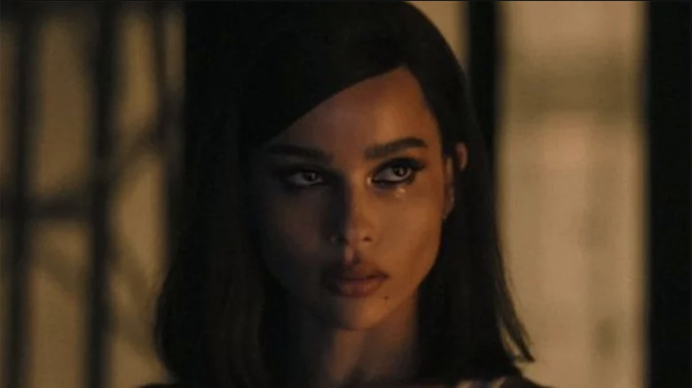 Zoë Kravitz looking sideways as Catwoman