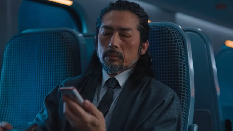 Hiroyuki Sanada in train seat