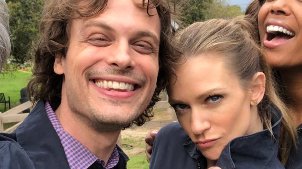 Matthew Gray Gubler and AJ Cook smiling