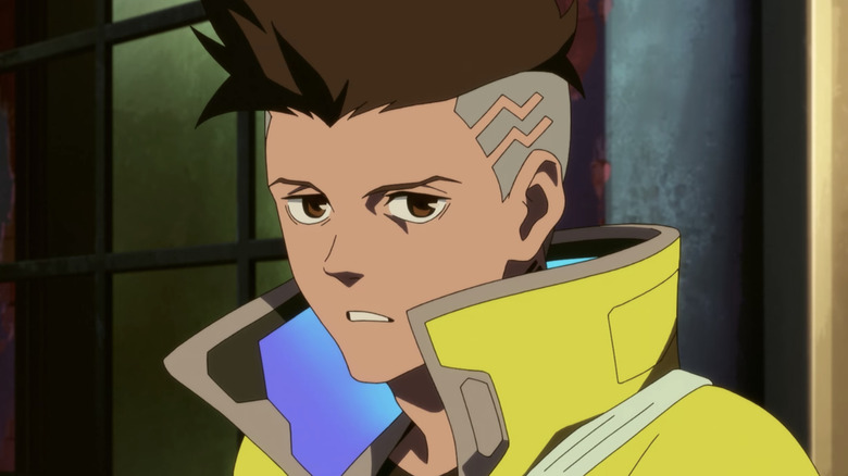Daniel from Cyberpunk Edgerunners, looking wary