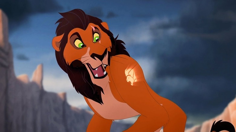 Scar watching as a mark appears on his arm in "The Lion Guard."