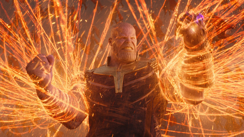 Thanos surrounded by Doctor Strange's magic
